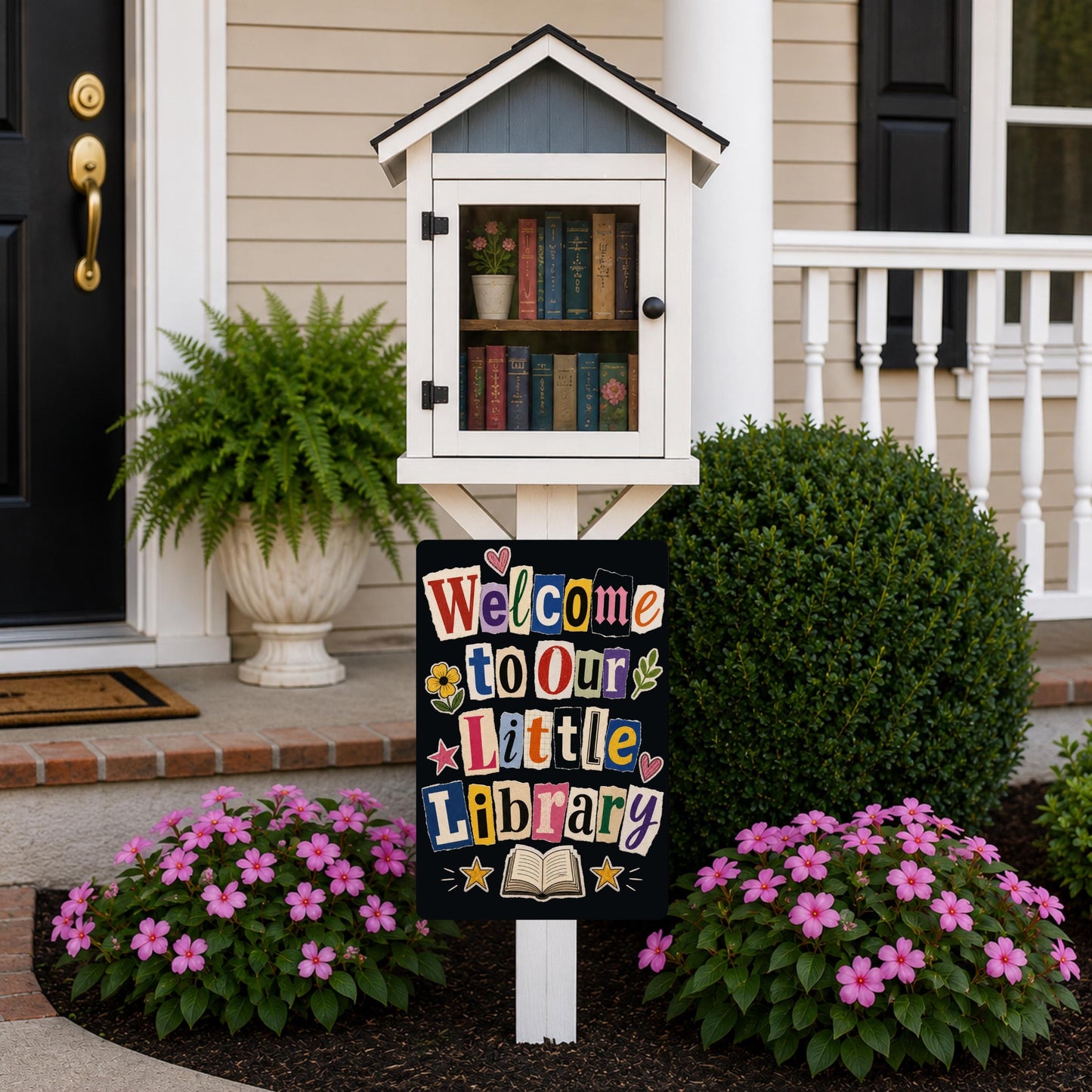 Welcome Library Metal Sign