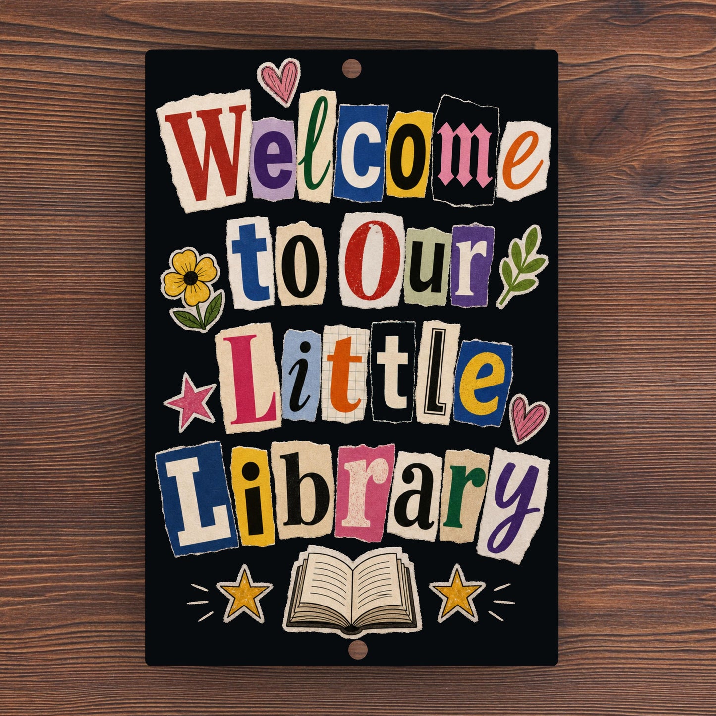 Welcome Library Metal Sign