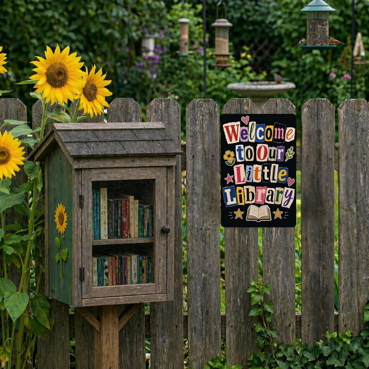 Welcome Library Metal Sign