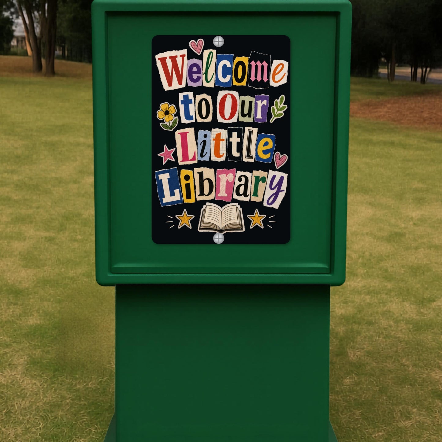 Welcome Library Metal Sign