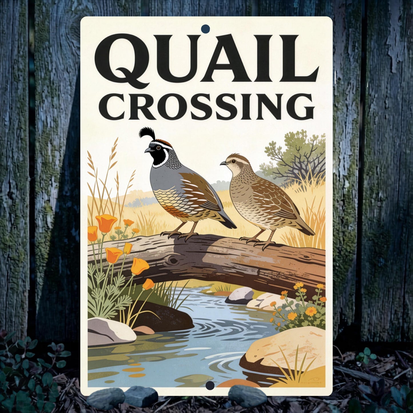 Quail Crossing Habitat Sign
