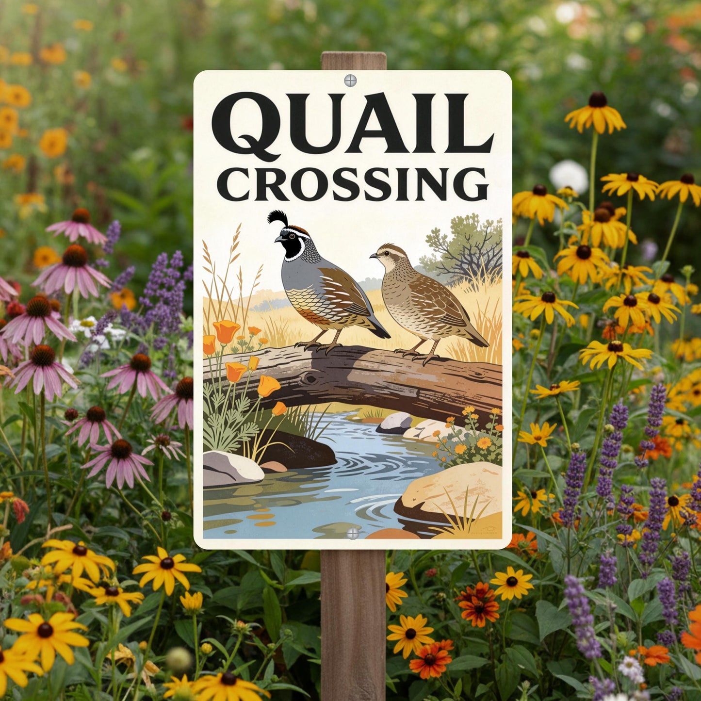 Quail Crossing Habitat Sign