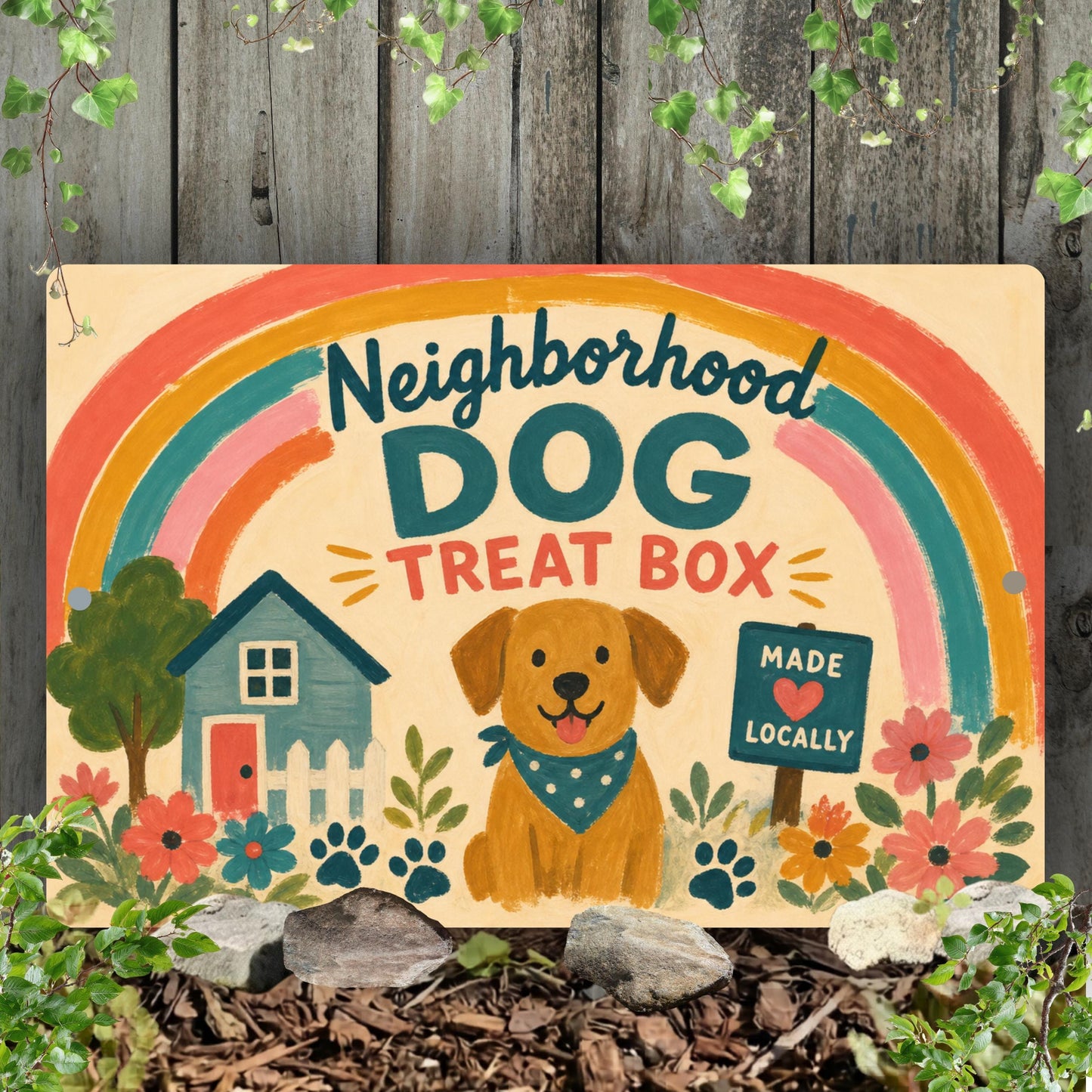 Dog Treat Box Metal Sign