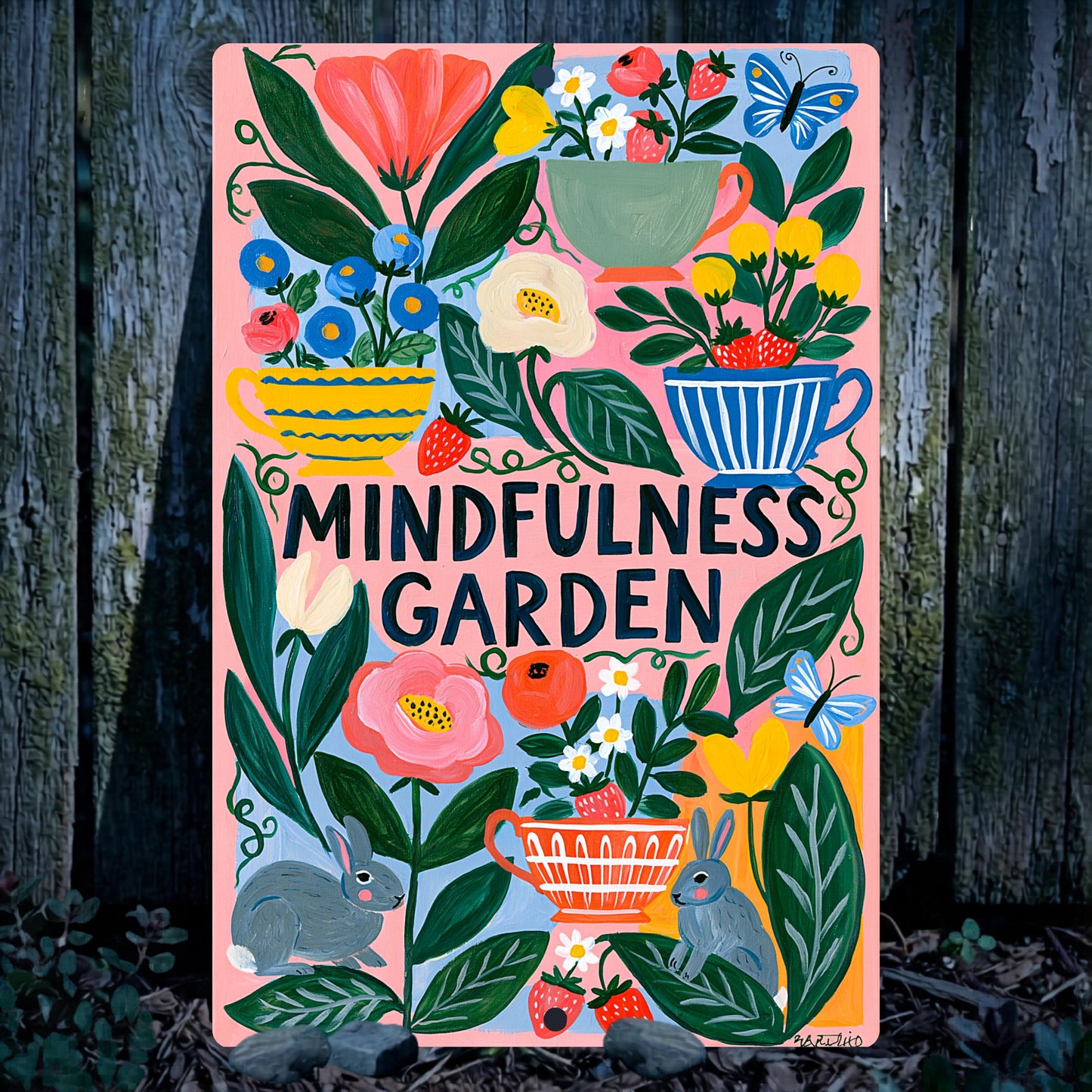 Mindfulness Garden Metal Sign
