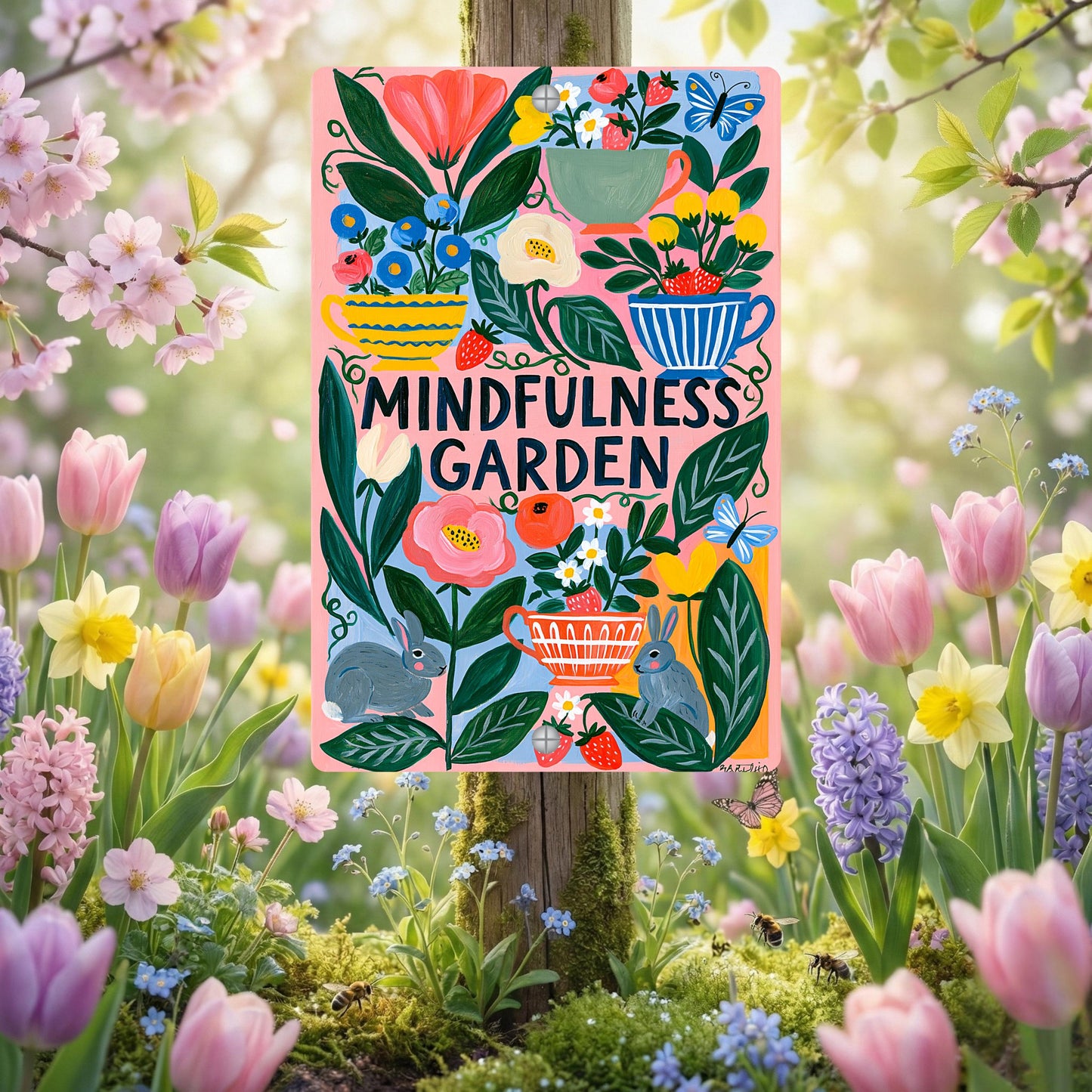 Mindfulness Garden Metal Sign