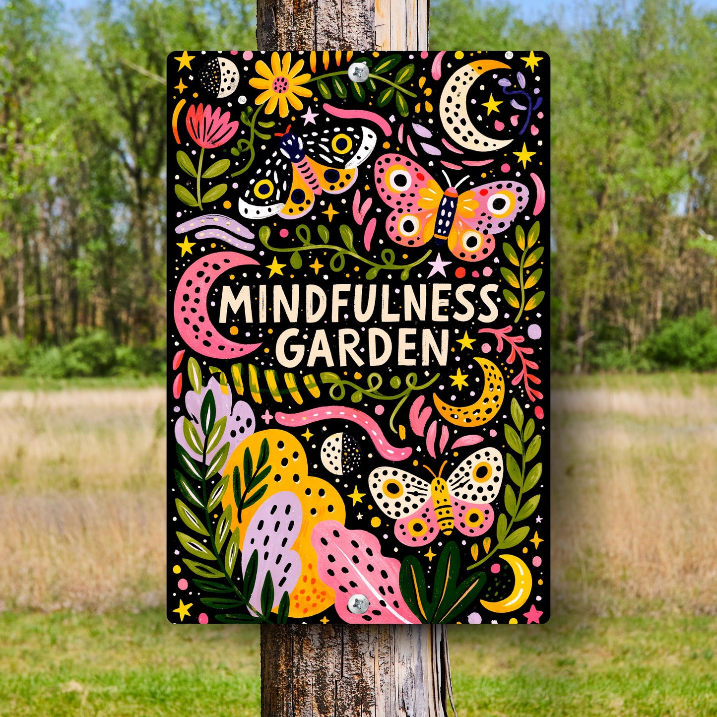 Mindfulness Garden Metal Sign