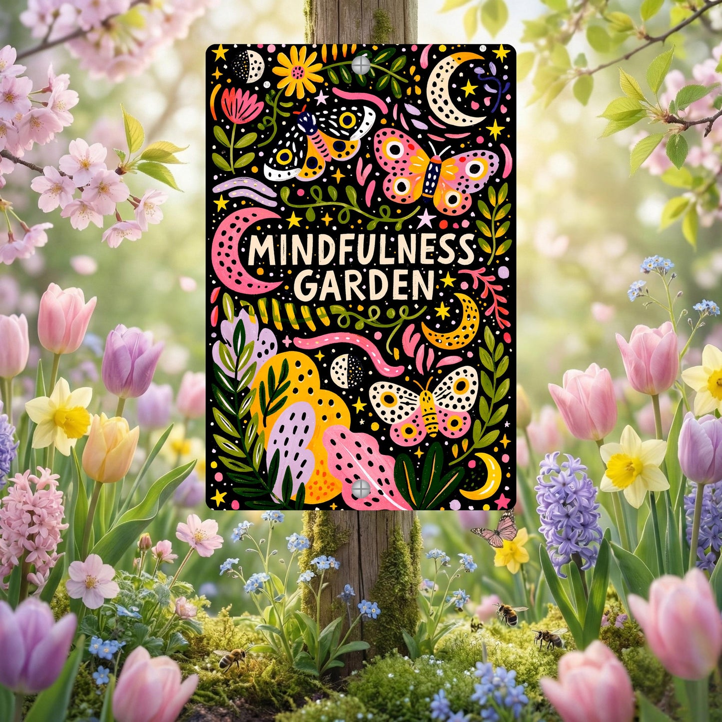 Mindfulness Garden Metal Sign