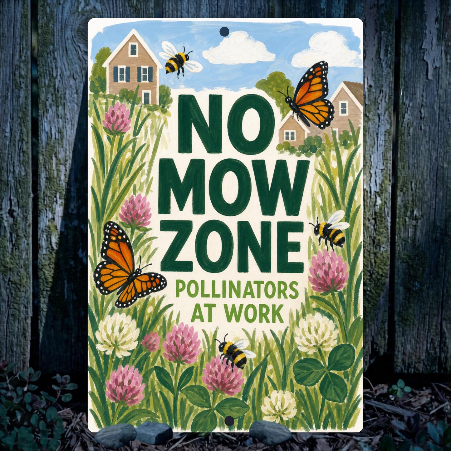 No Mow Zone Sign