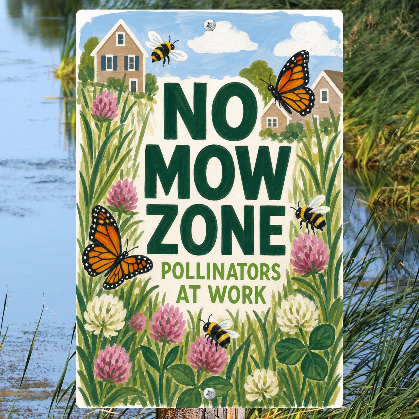 No Mow Zone Sign