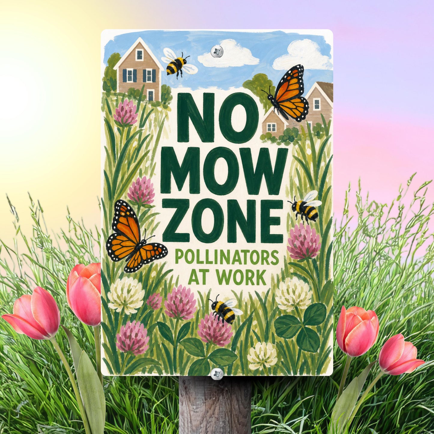 No Mow Zone Sign
