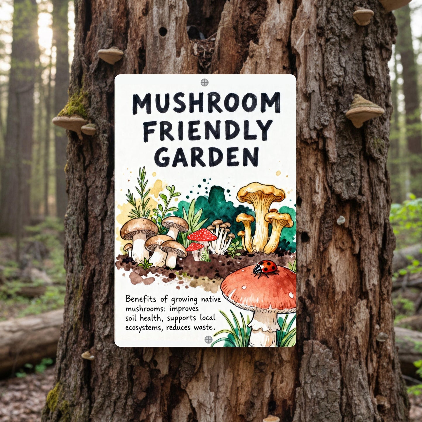 Mushroom Friendly Garden Outdoor Sign
