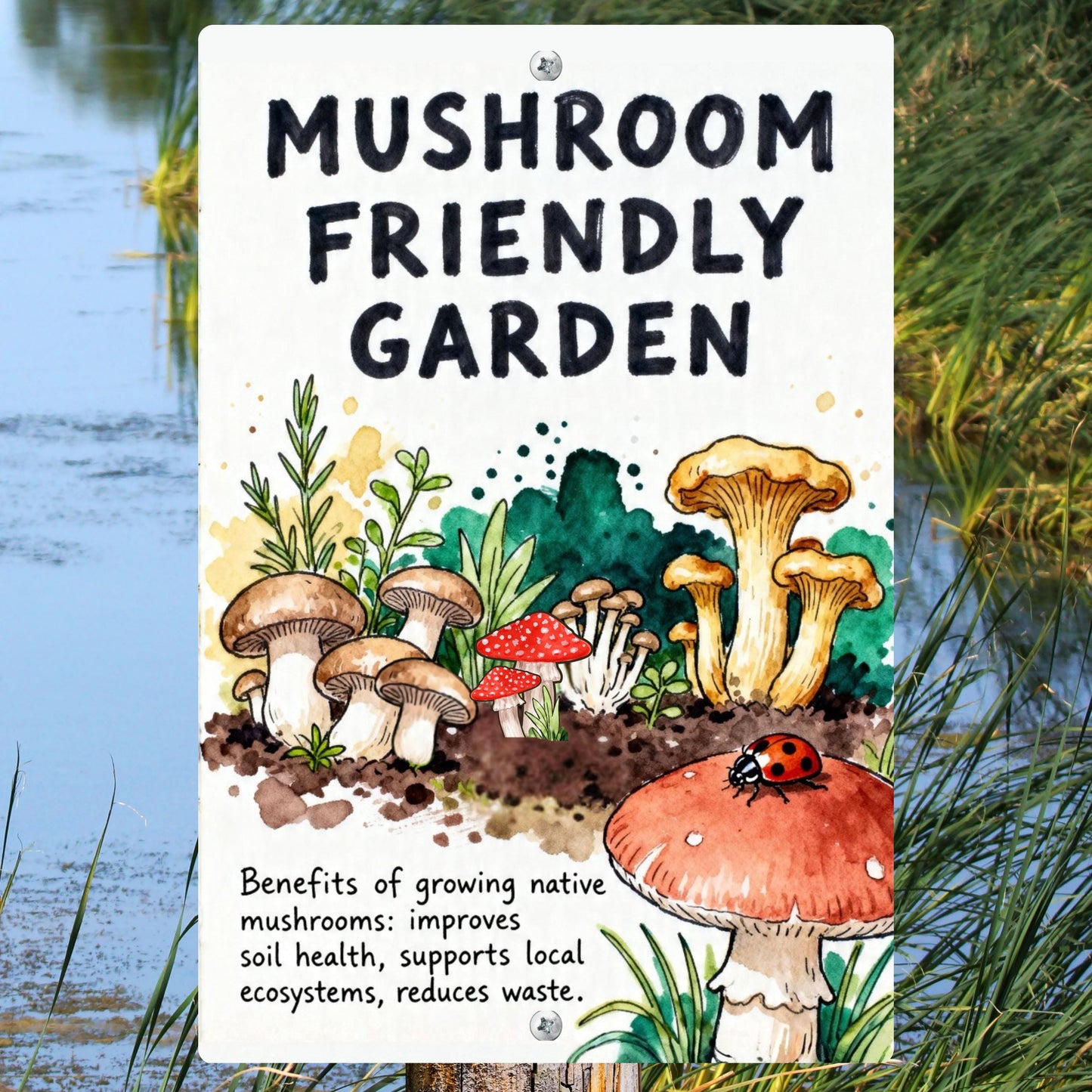 Mushroom Friendly Garden Outdoor Sign