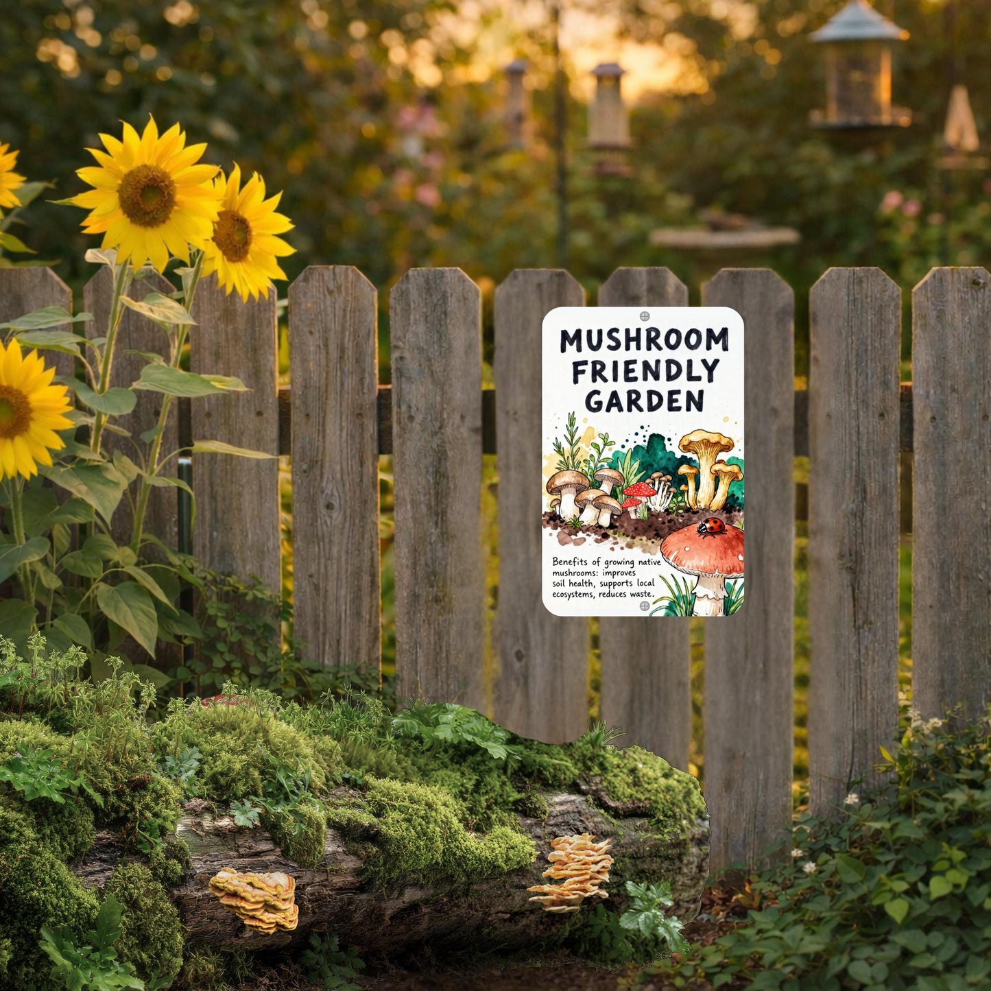 Mushroom Friendly Garden Outdoor Sign