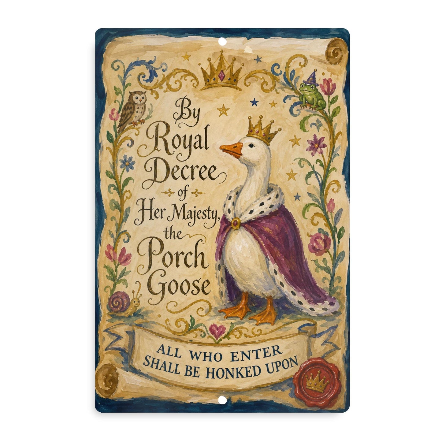 Medieval Porch Goose Metal Sign