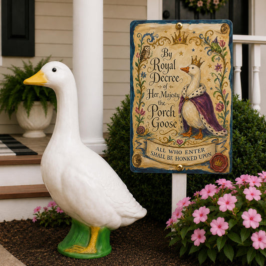 Medieval Porch Goose Metal Sign