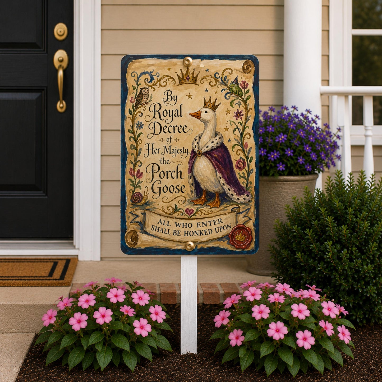 Medieval Porch Goose Metal Sign