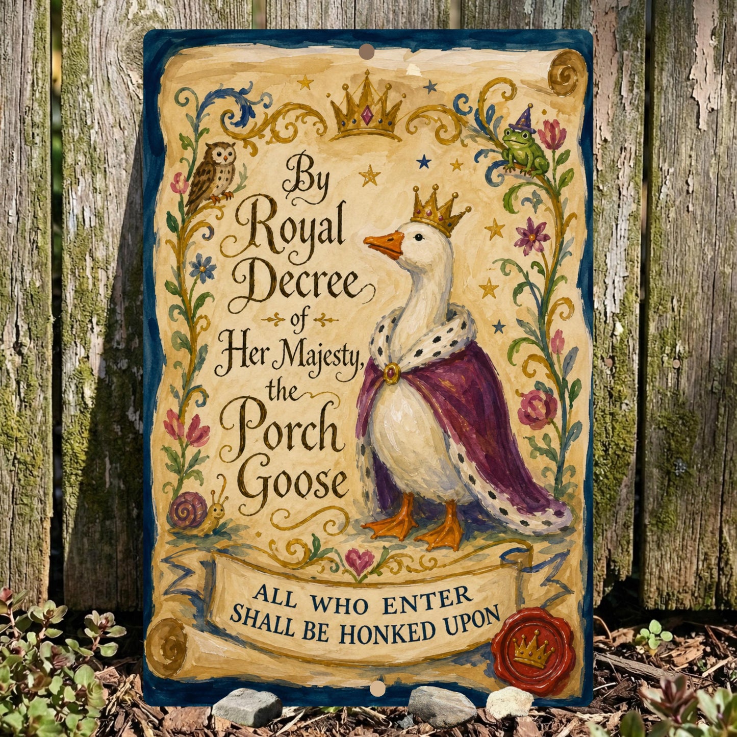 Medieval Porch Goose Metal Sign