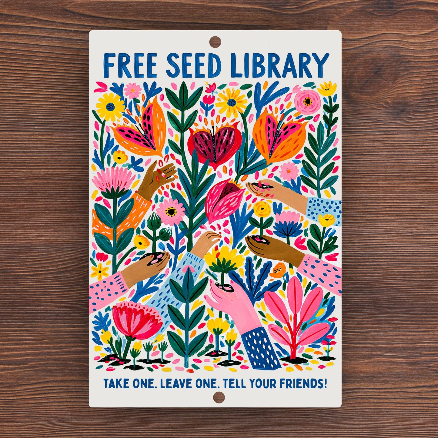 Free Seed Library Metal Sign - Outdoor Rated Garden Decor - Gift for Gardener