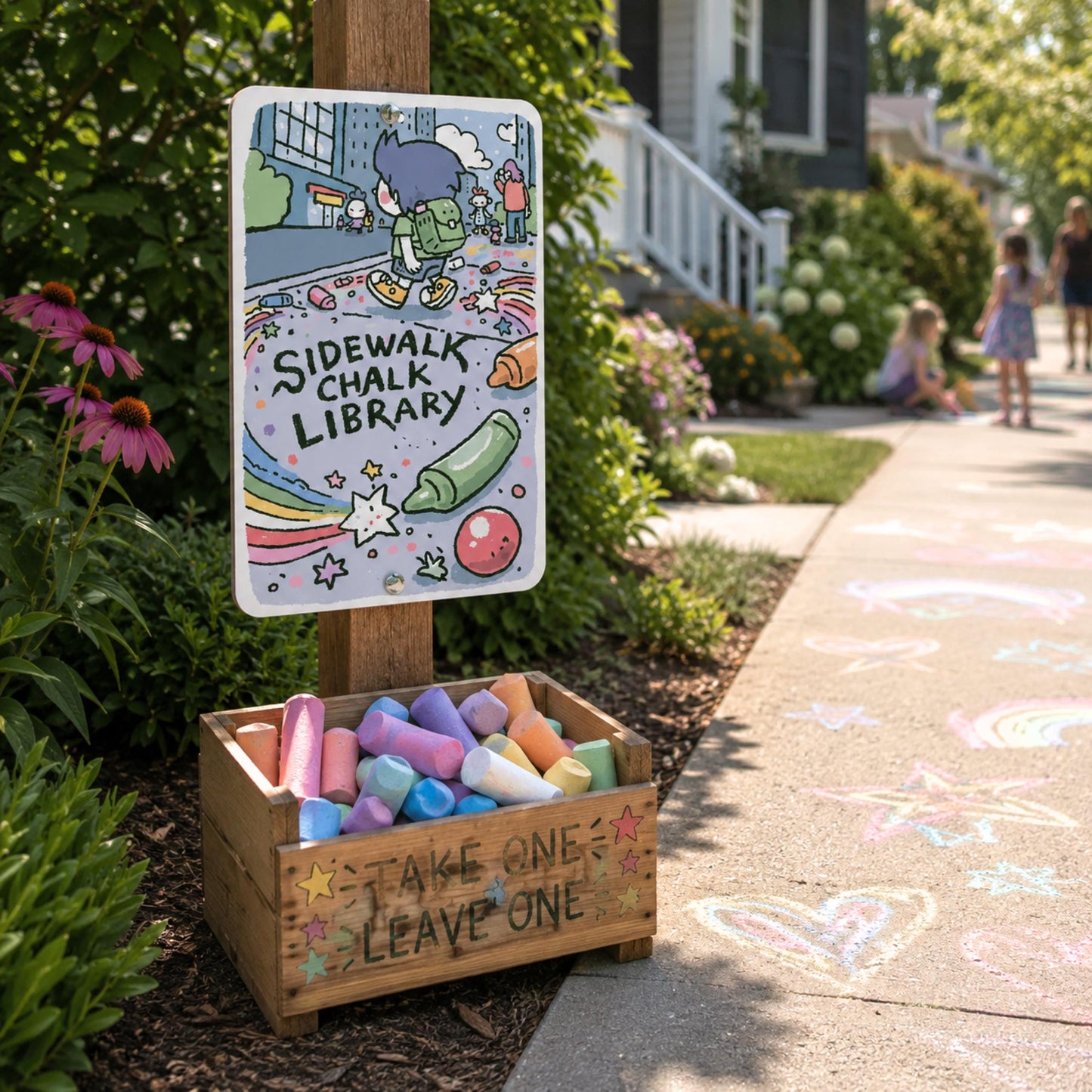 Sidewalk Chalk Free Library Sign