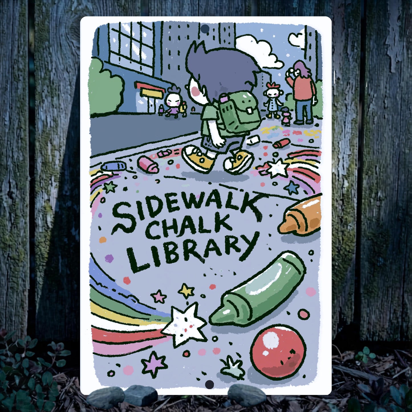 Sidewalk Chalk Free Library Sign