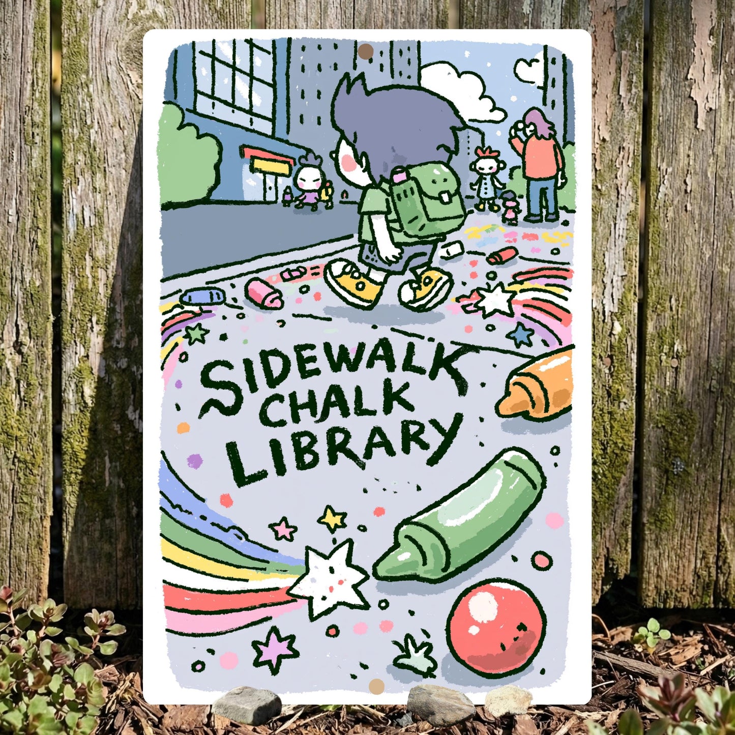 Sidewalk Chalk Free Library Sign