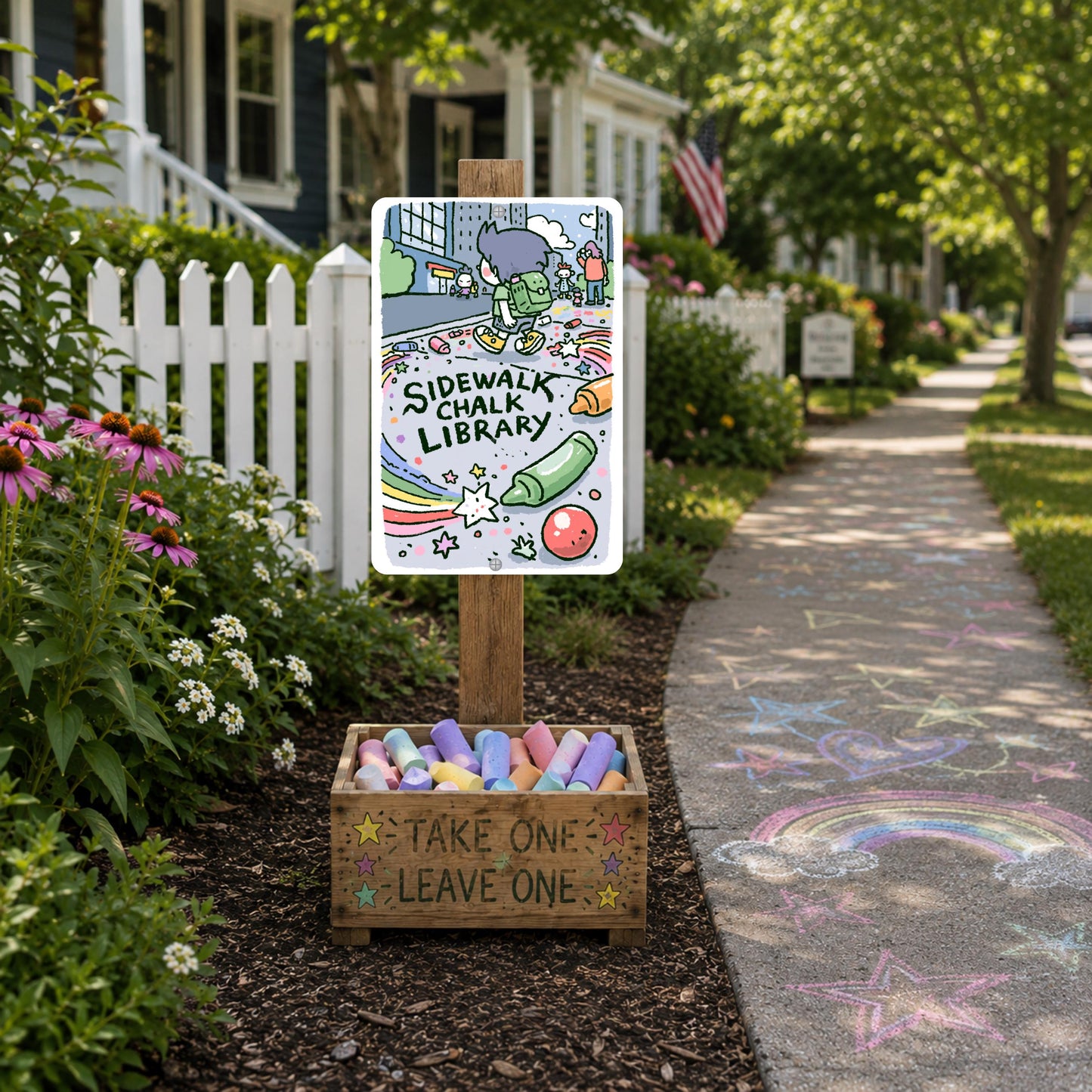 Sidewalk Chalk Free Library Sign