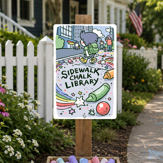 Sidewalk Chalk Free Library Sign