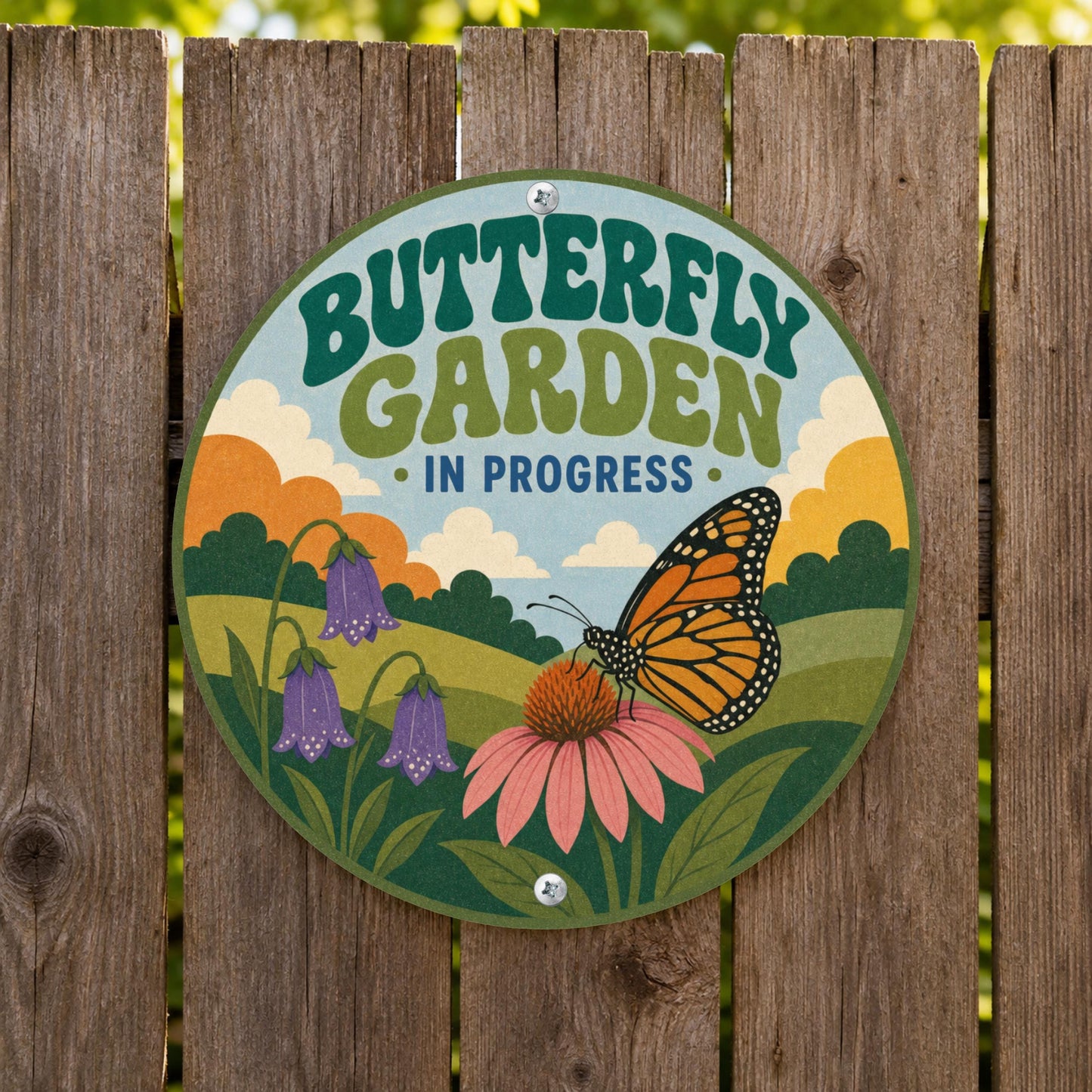 Pollinator Garden Round Metal Sign