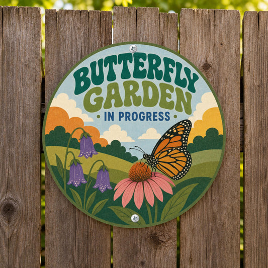 Pollinator Garden Round Metal Sign