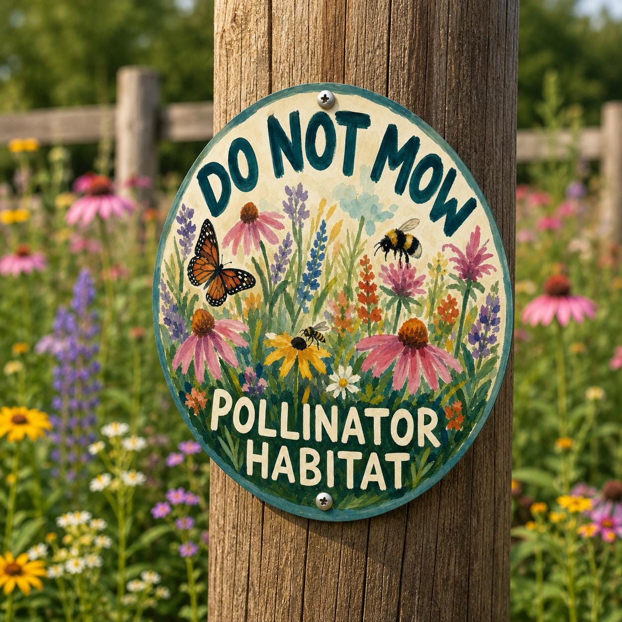 Do Not Mow Round Sign - Outdoor Rated Metal Yard Decor - Gift for Gardener