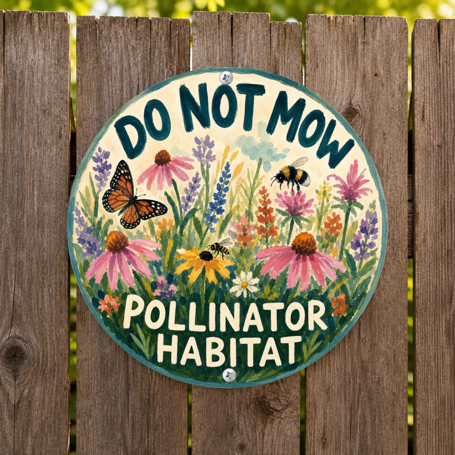 Do Not Mow Round Sign - Outdoor Rated Metal Yard Decor - Gift for Gardener