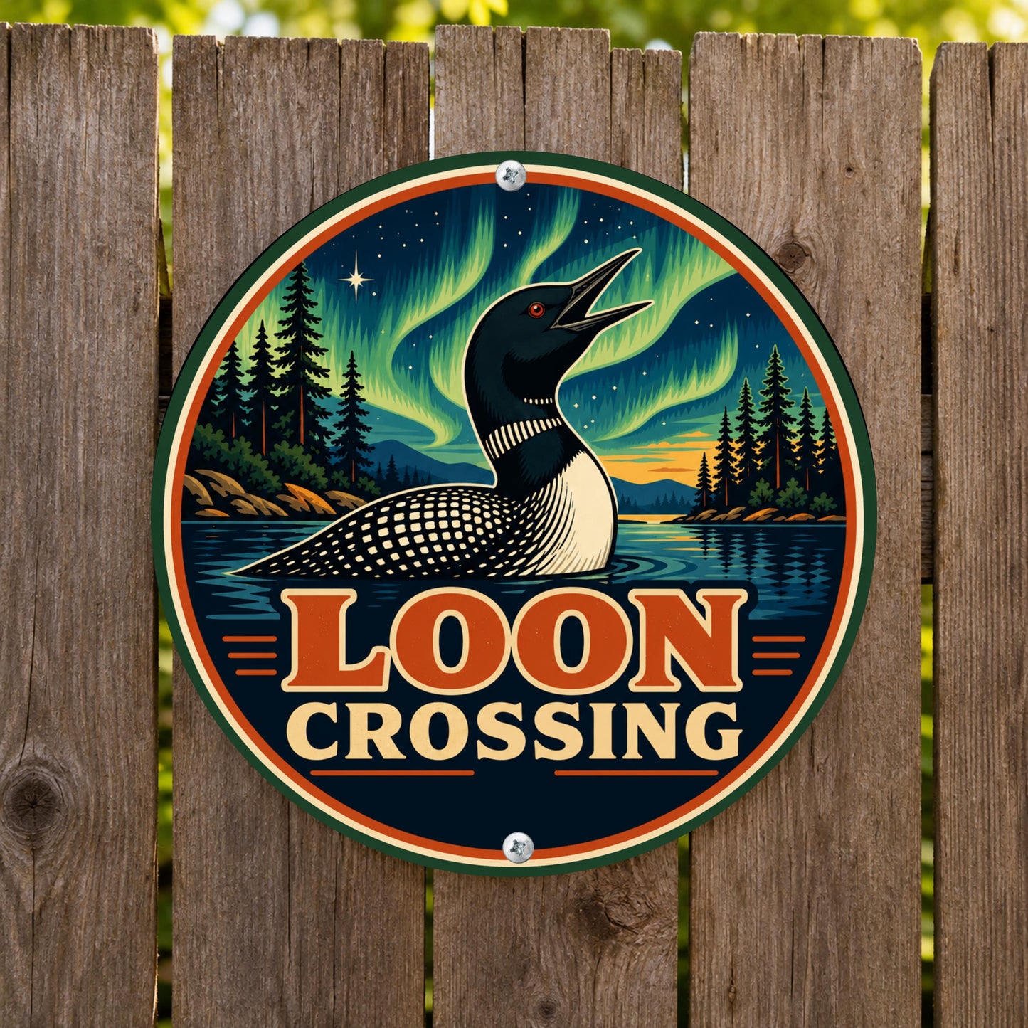 Loon Crossing Metal Sign