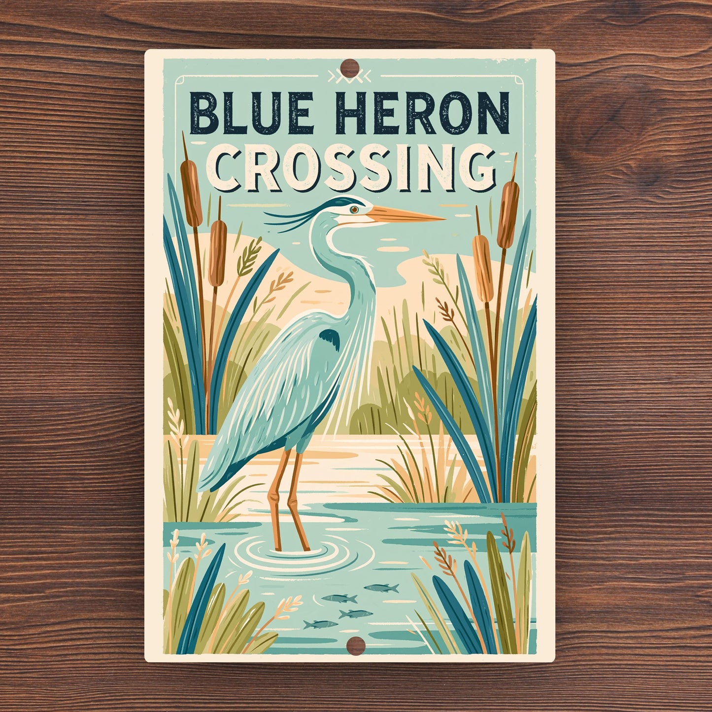 Blue Heron Crossing Metal Sign