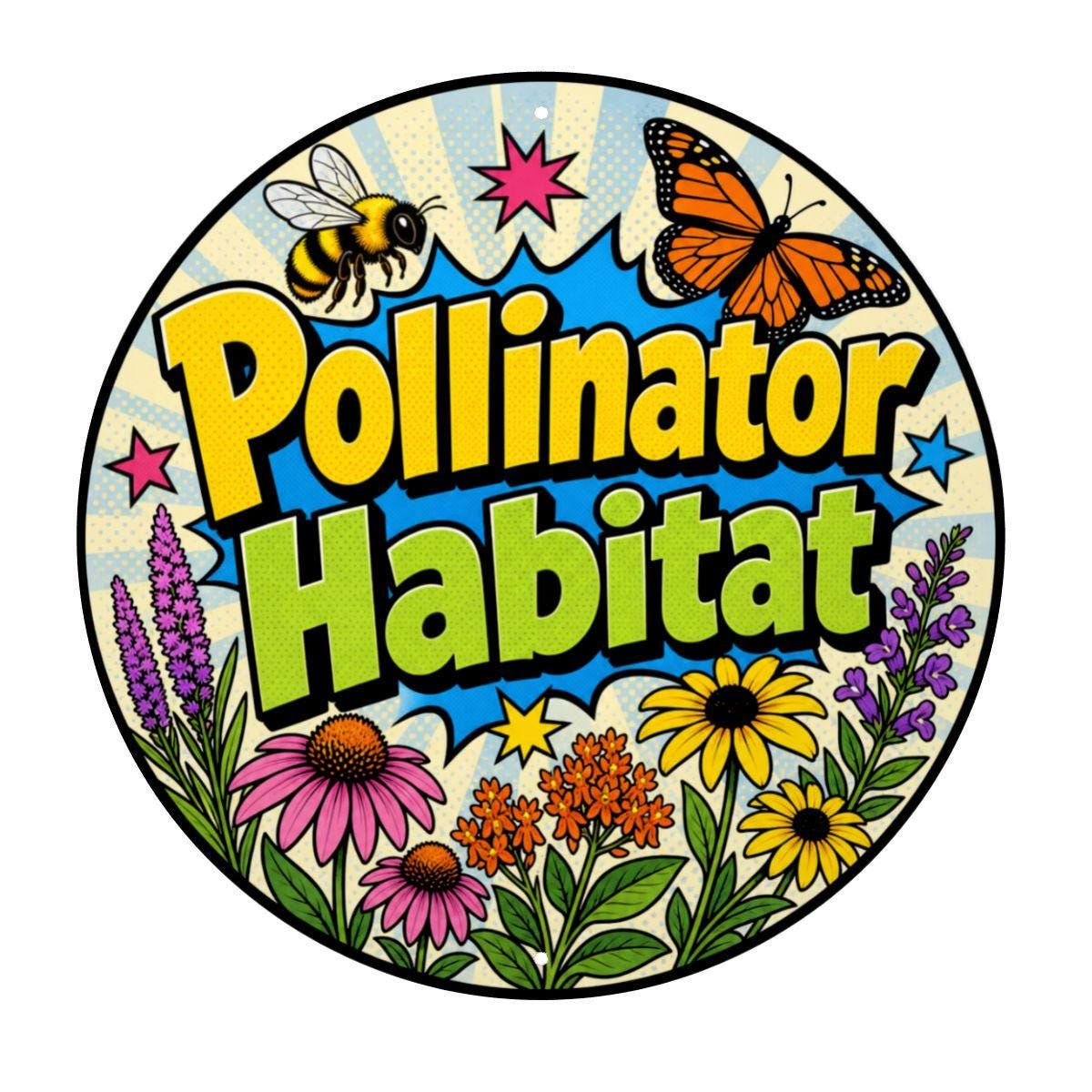 Pollinator Habitat Round Metal Sign