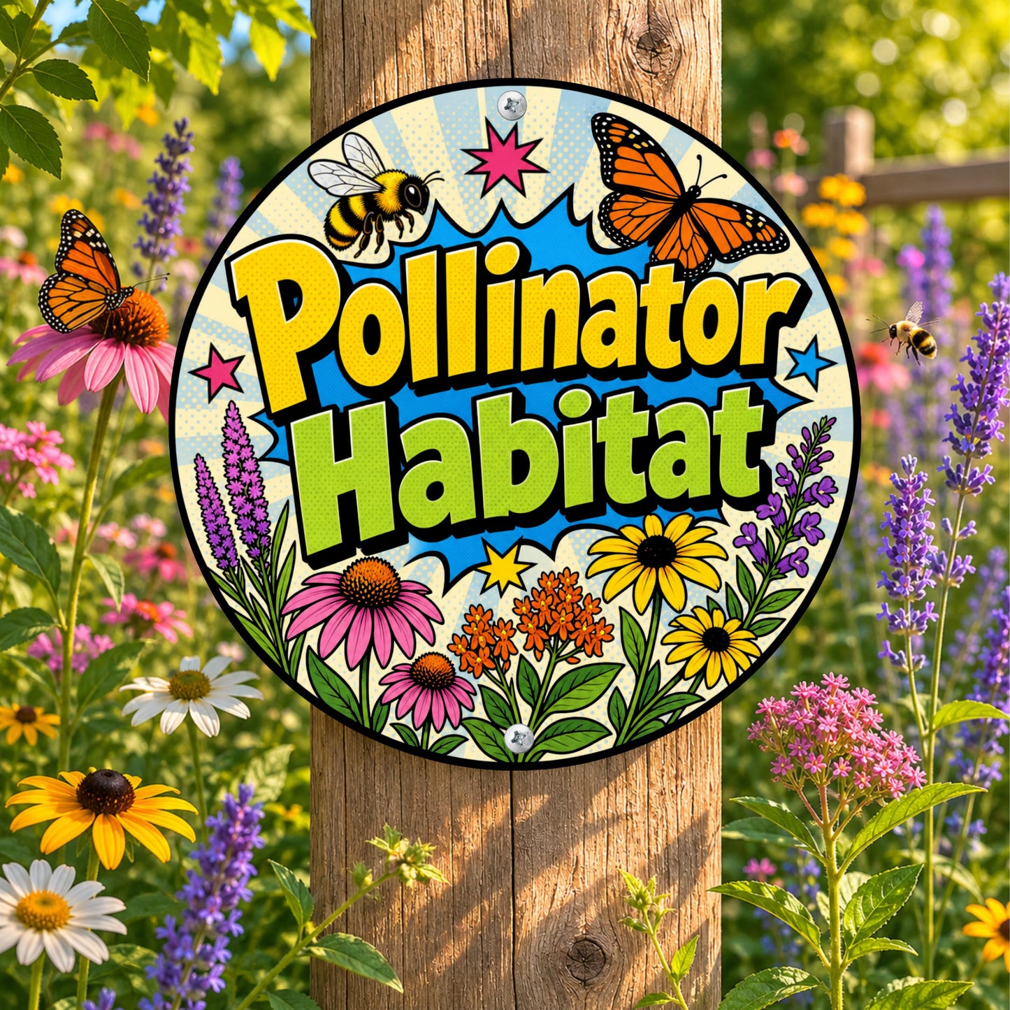 Pollinator Habitat Round Metal Sign