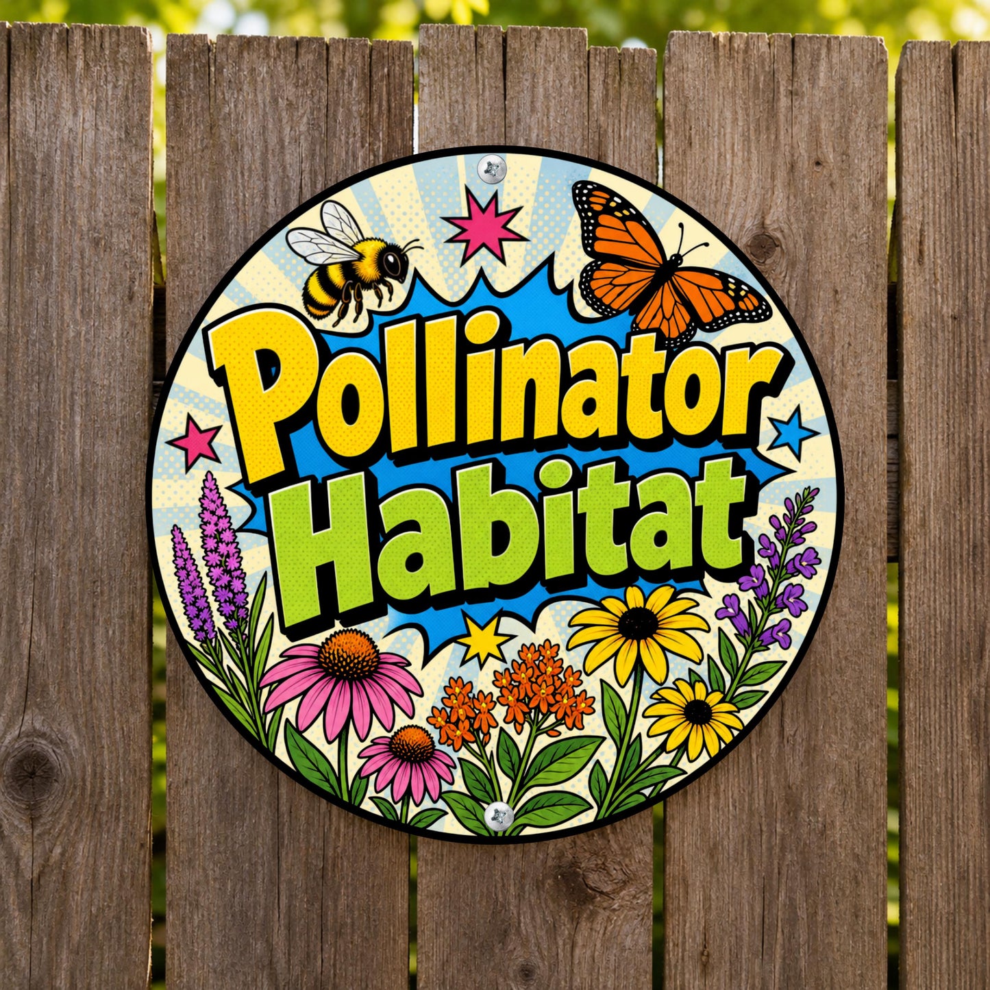 Pollinator Habitat Round Metal Sign