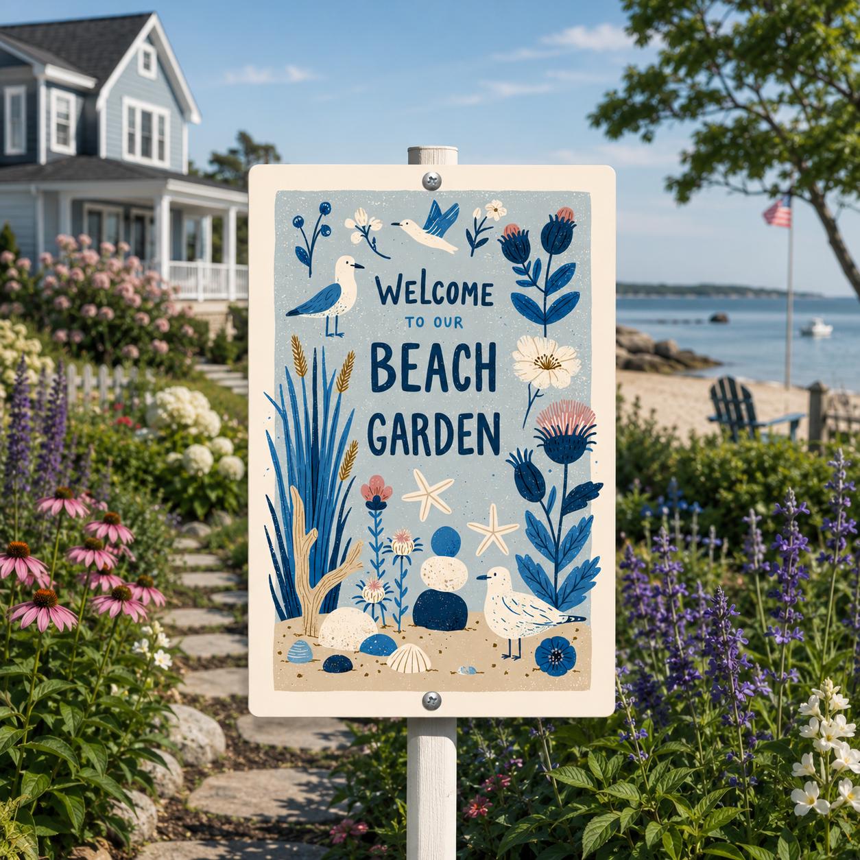 Beach Garden Metal Sign