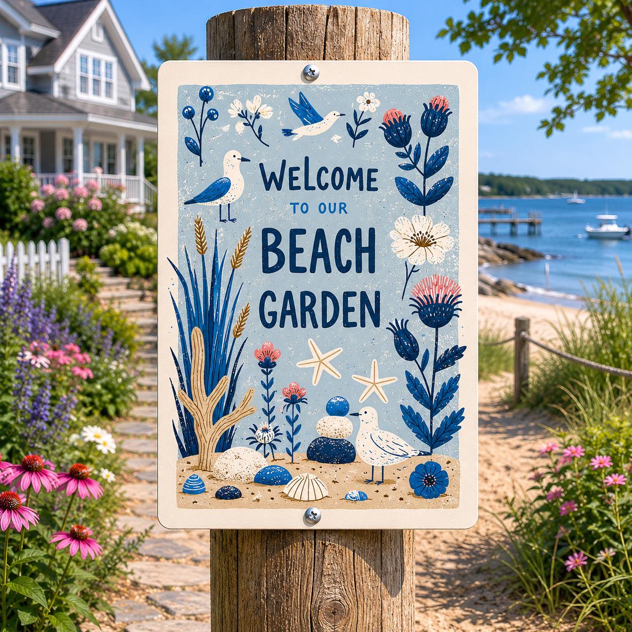 Beach Garden Metal Sign