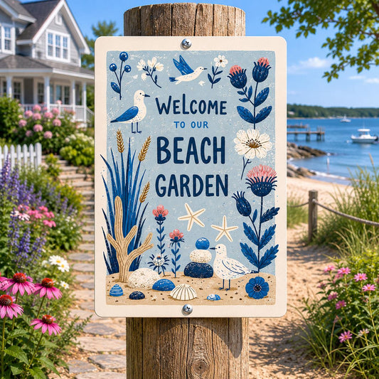 Beach Garden Metal Sign