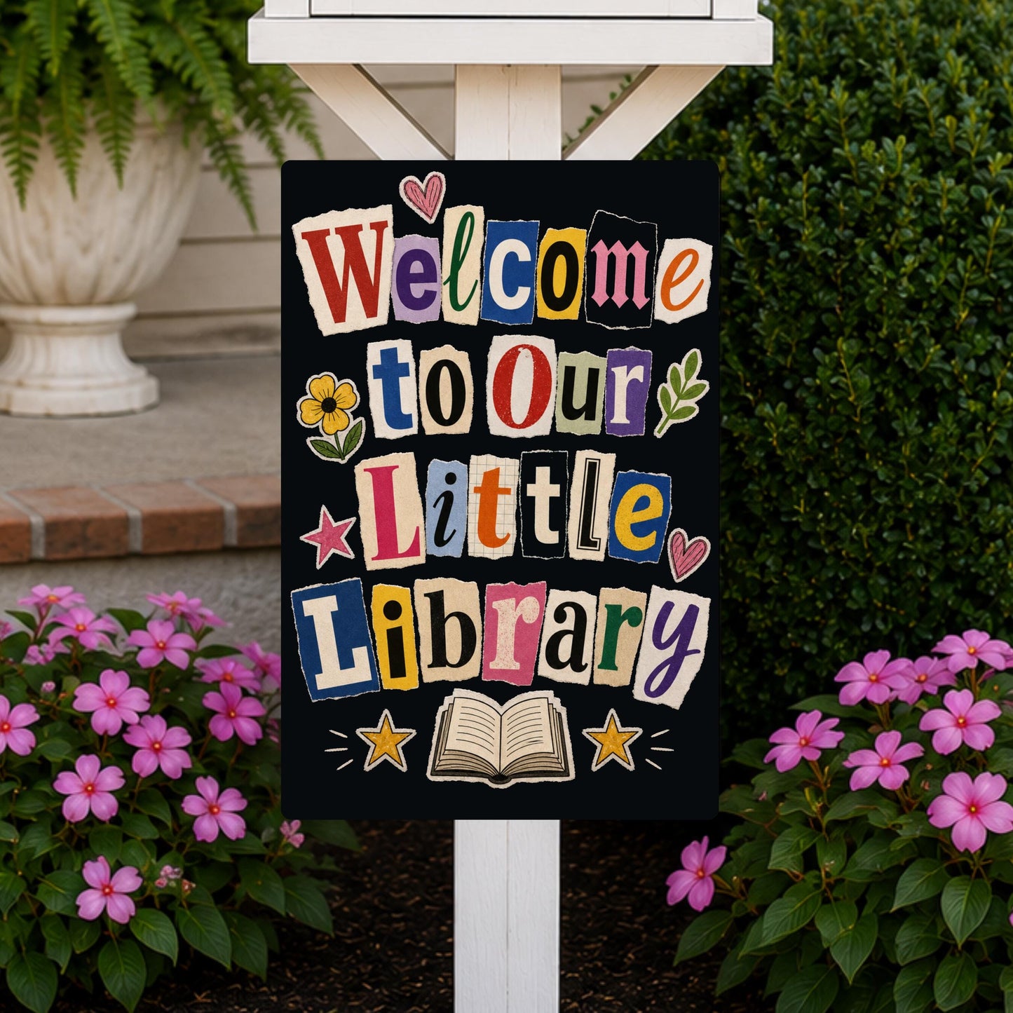 Welcome Library Metal Sign