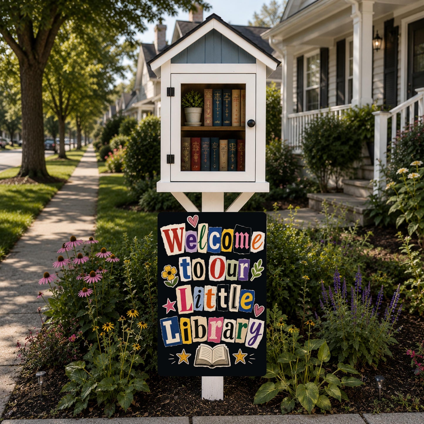 Welcome Library Metal Sign
