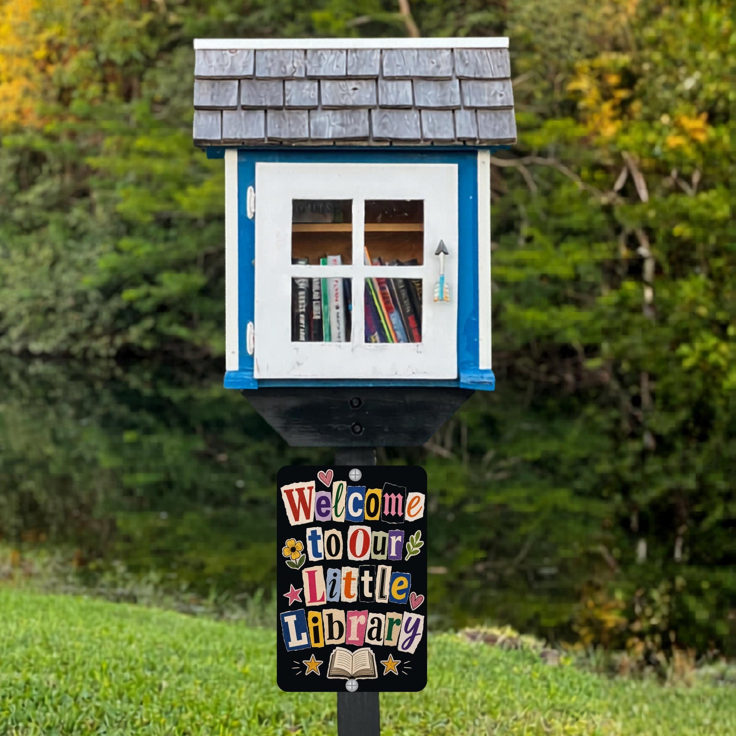 Welcome Library Metal Sign