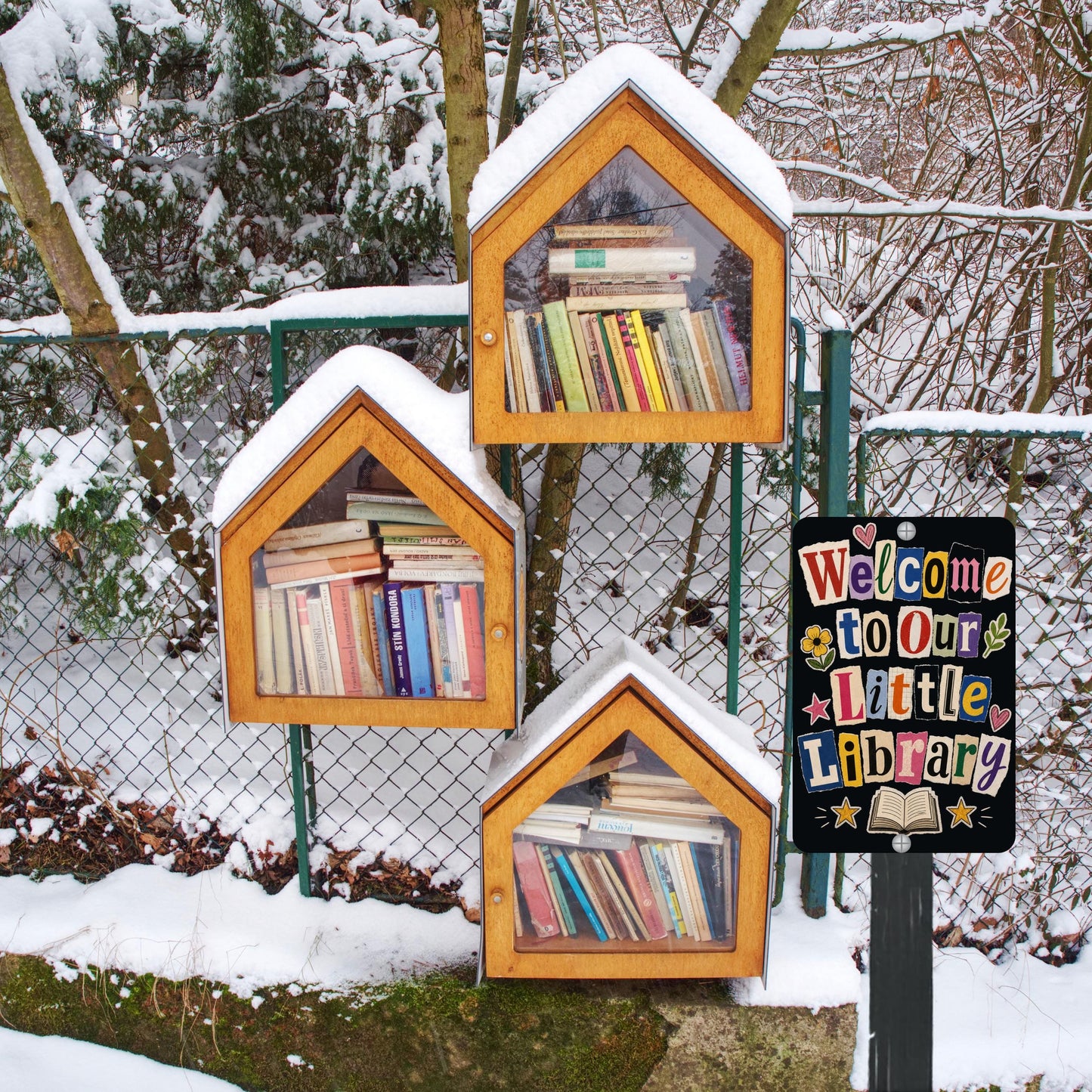 Welcome Library Metal Sign