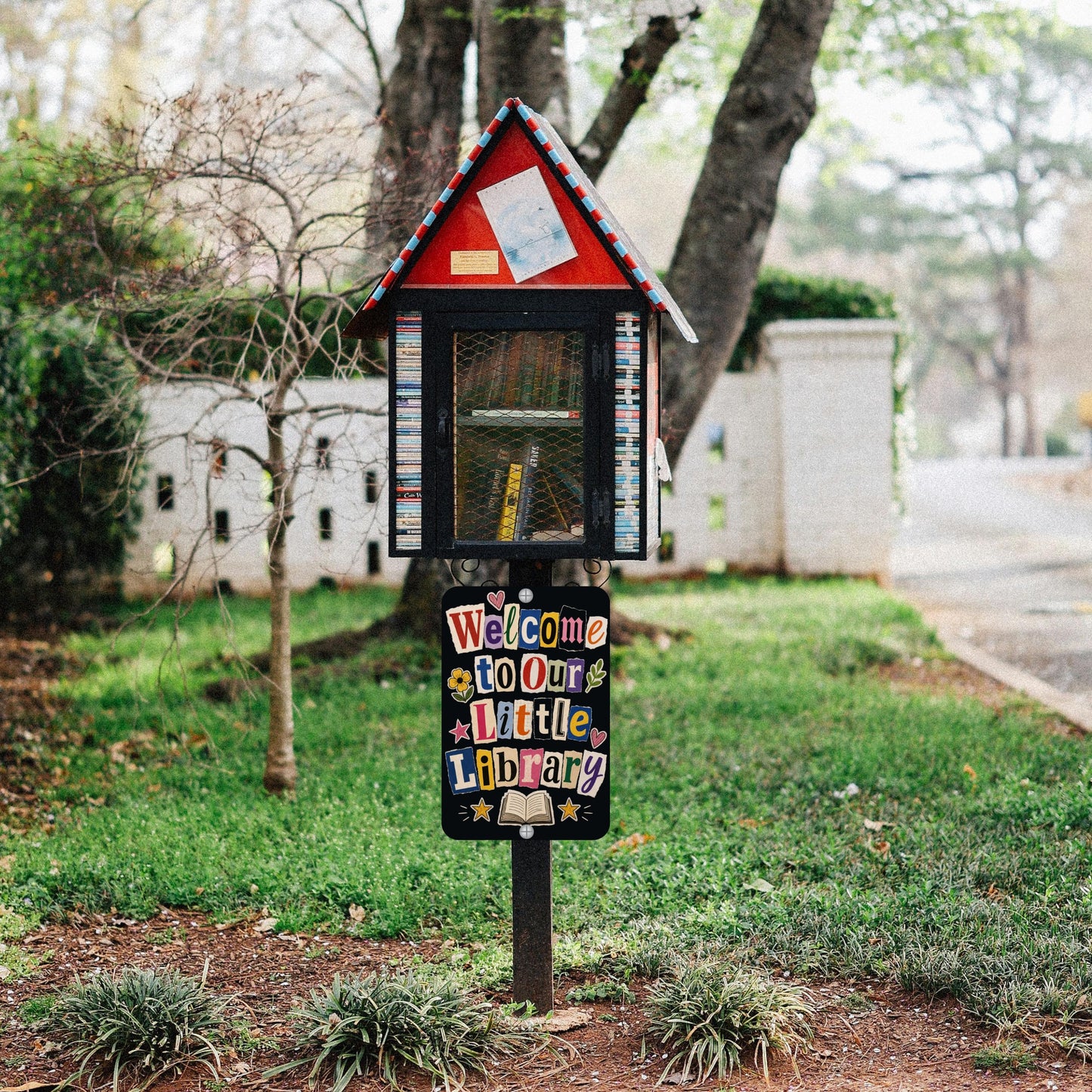Welcome Library Metal Sign