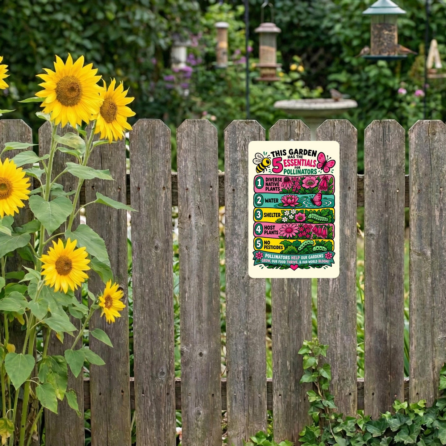 5 Essentials for Pollinators Metal Sign