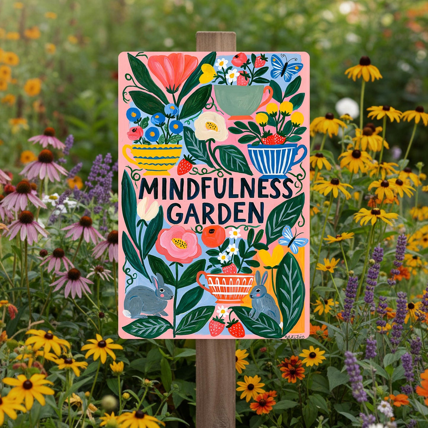 Mindfulness Garden Metal Sign