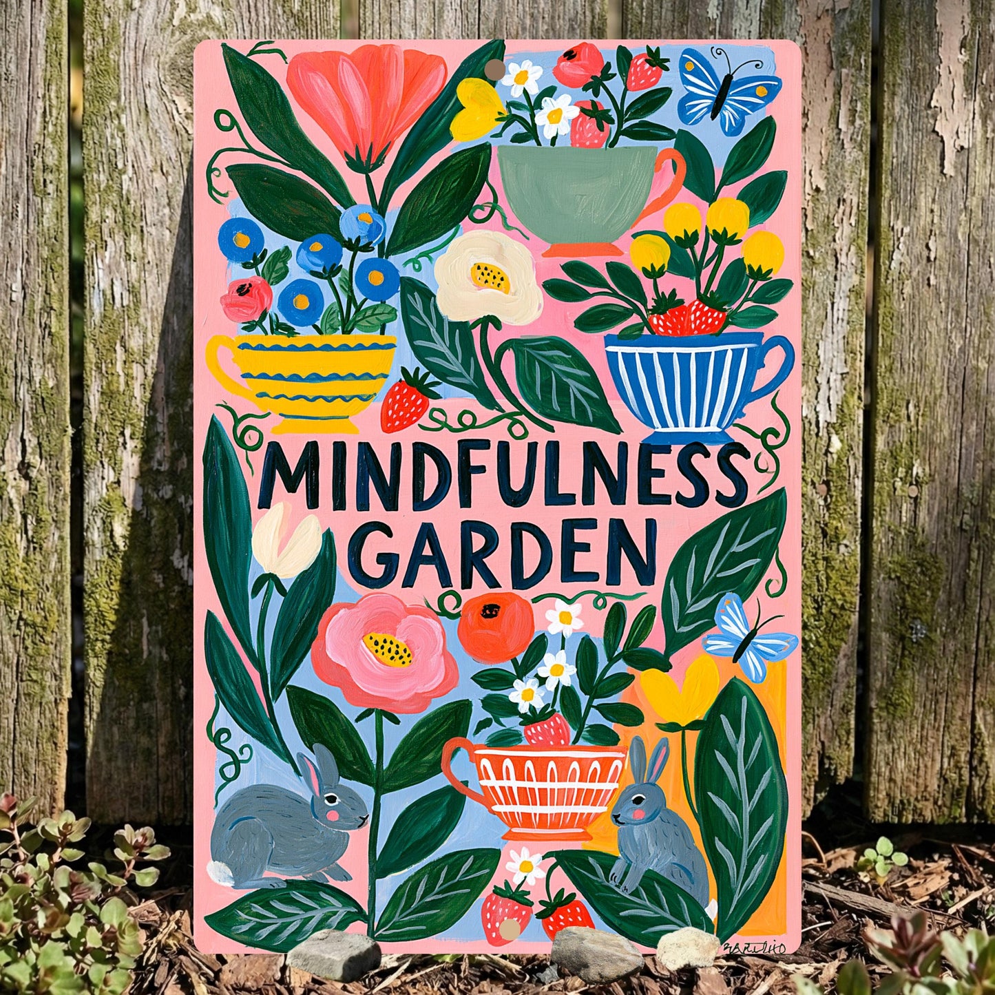 Mindfulness Garden Metal Sign