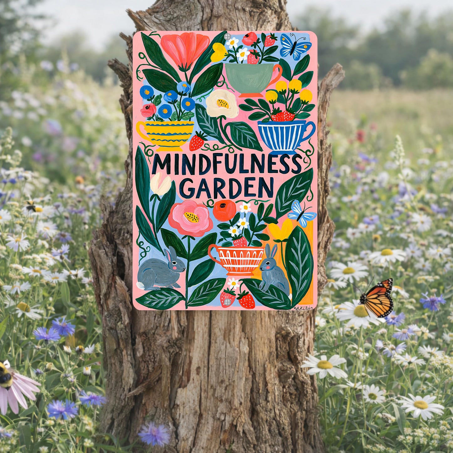 Mindfulness Garden Metal Sign