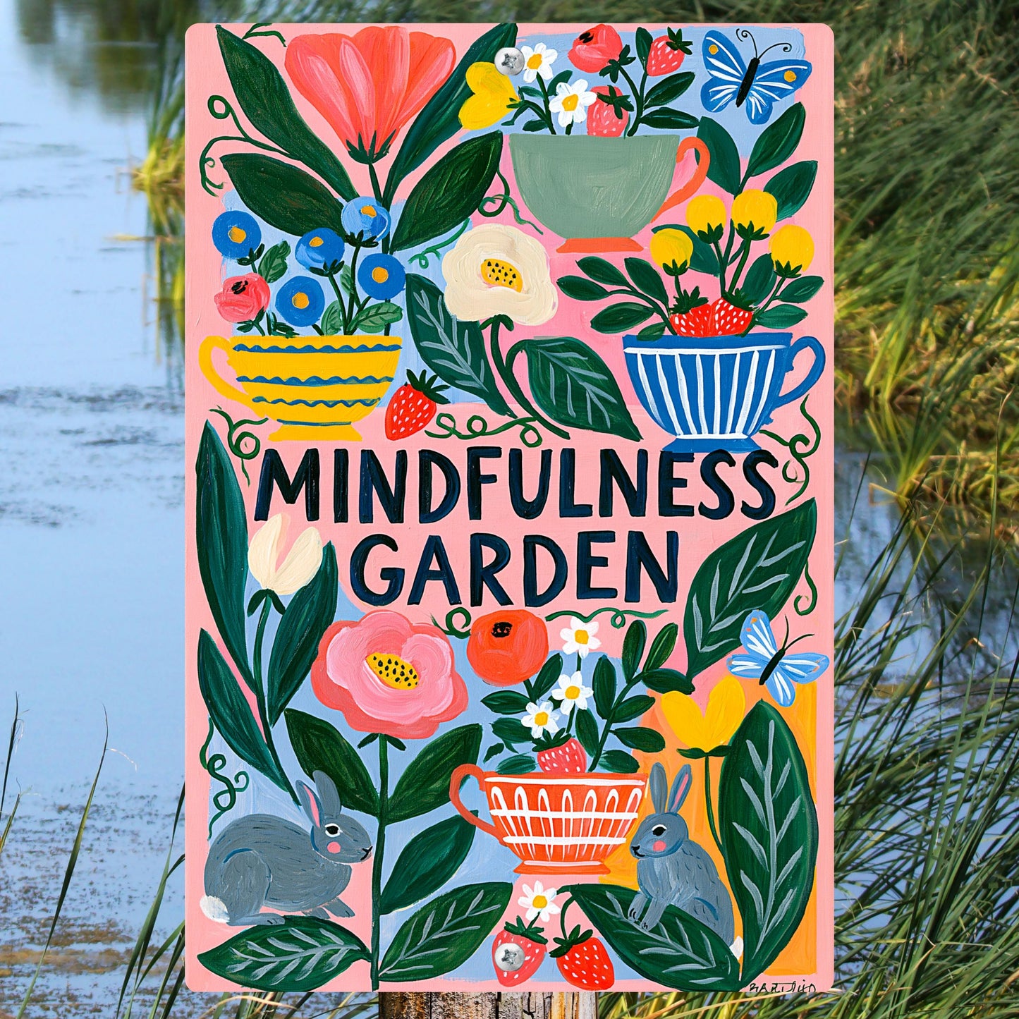 Mindfulness Garden Metal Sign