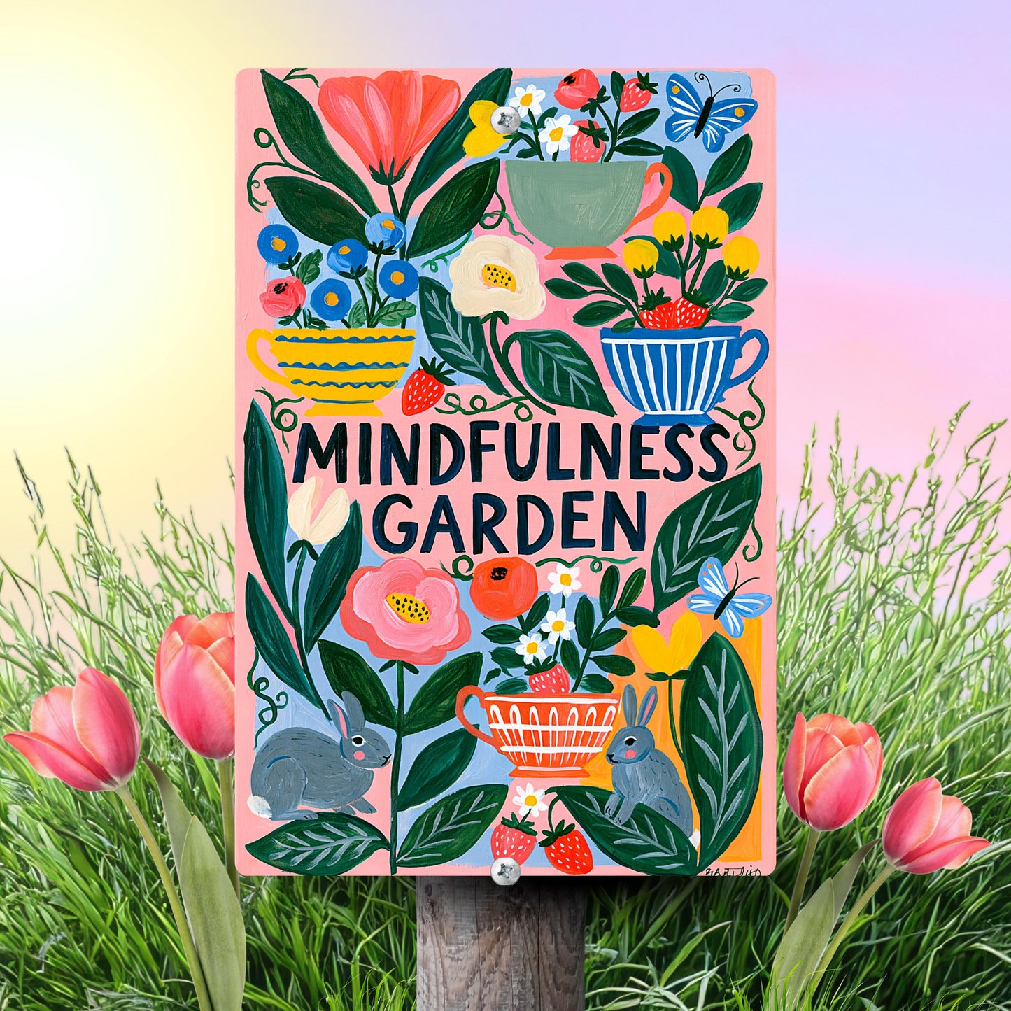 Mindfulness Garden Metal Sign